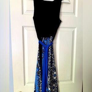 Black and Blue Patterned Maxi Dress